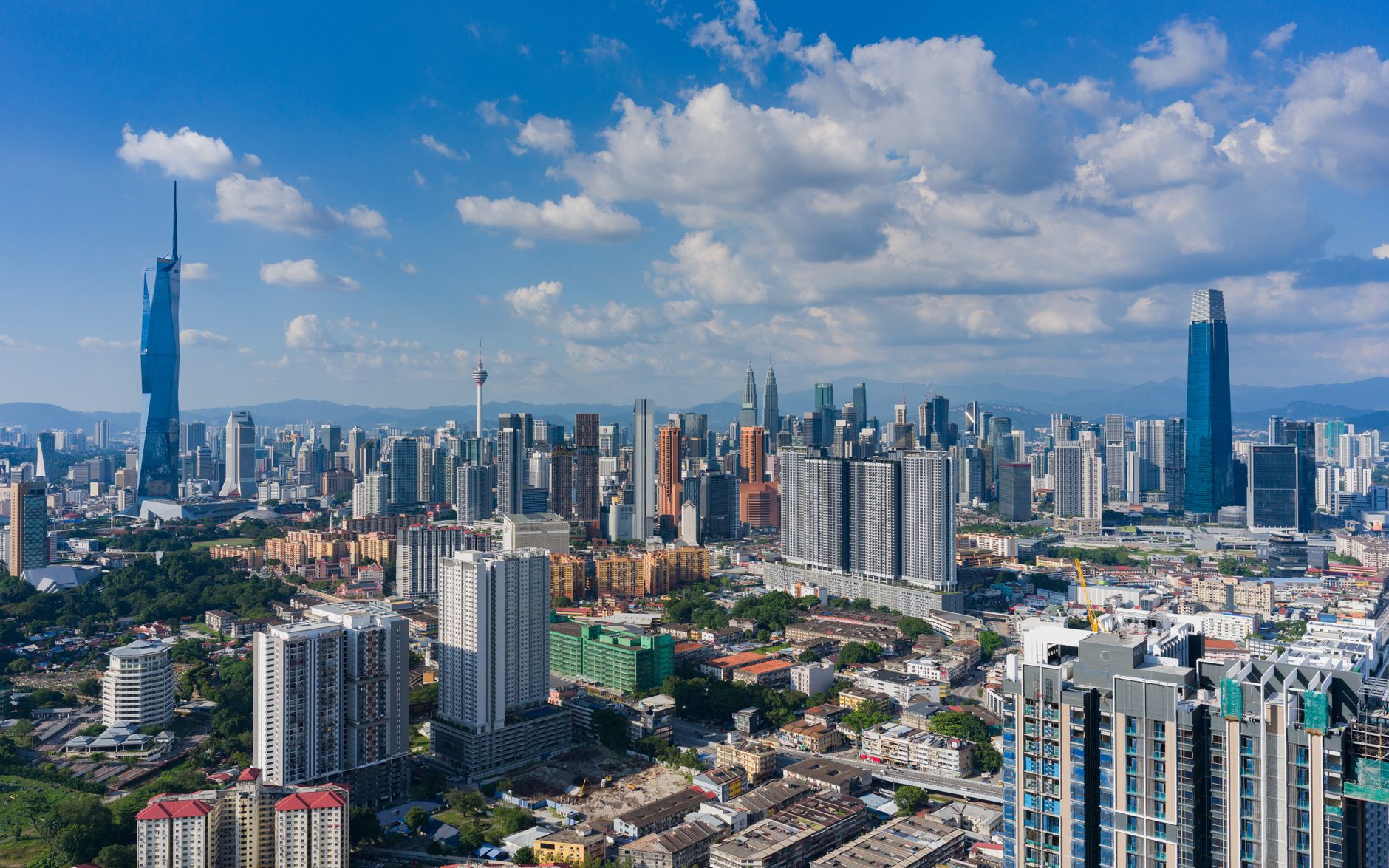 The Kuala Lumpur city skyline on a clear day